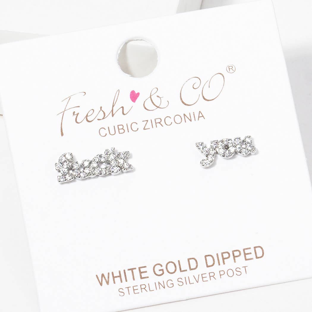 Gold-Dipped Cubic Zirconia Post Earrings