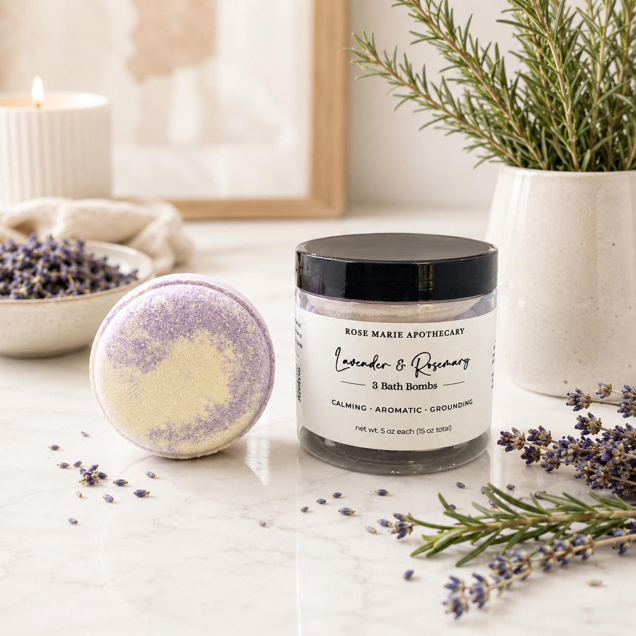 Lavender and Rosemary 3-Pack Bath Bomb