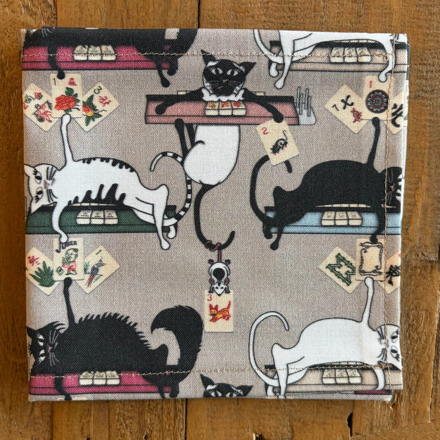 Cats on Tan  Ms Mah Jongg Mahjong Card Cover, Small