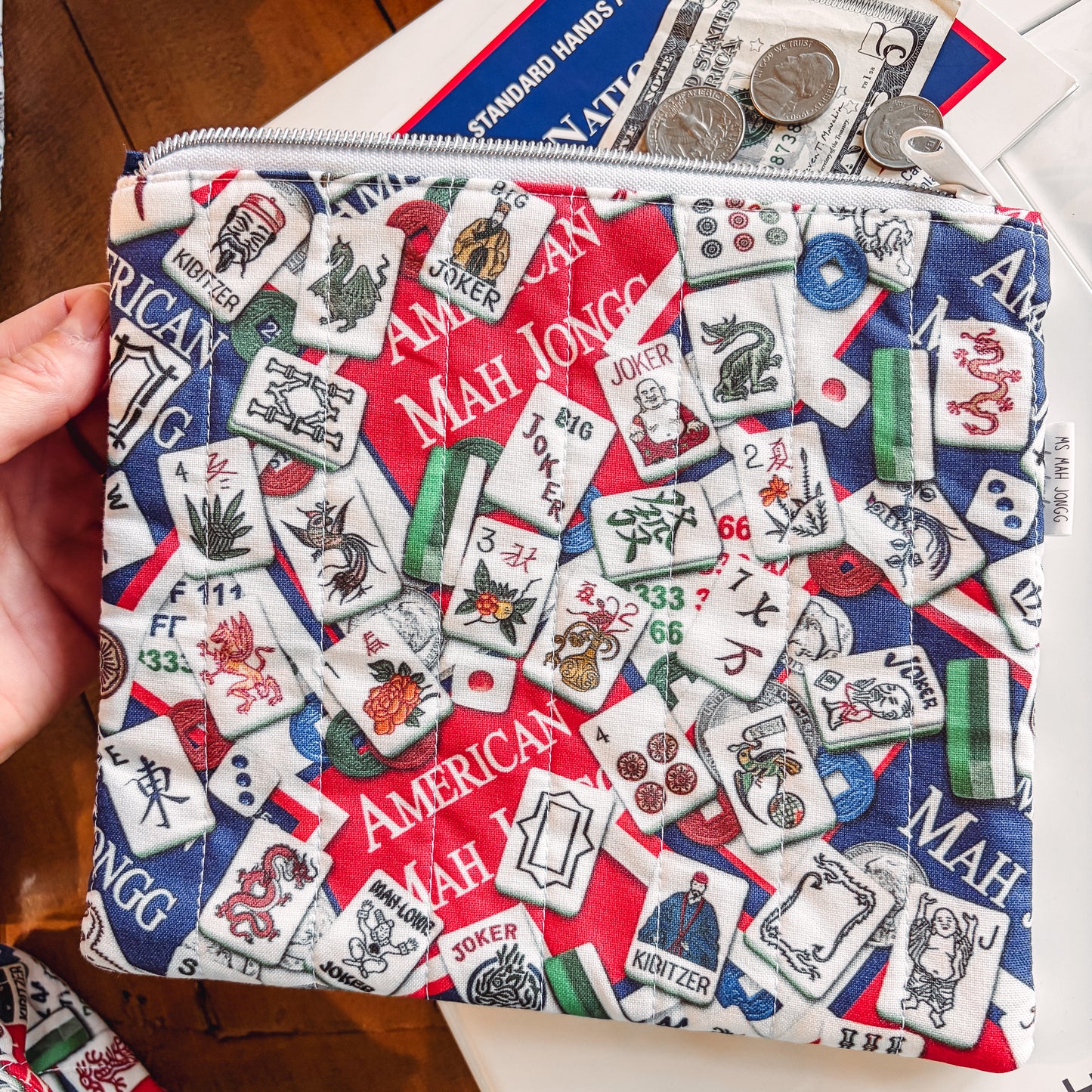 American Mah Jongg Ms Mah Jongg Zippered Pouch , Large
