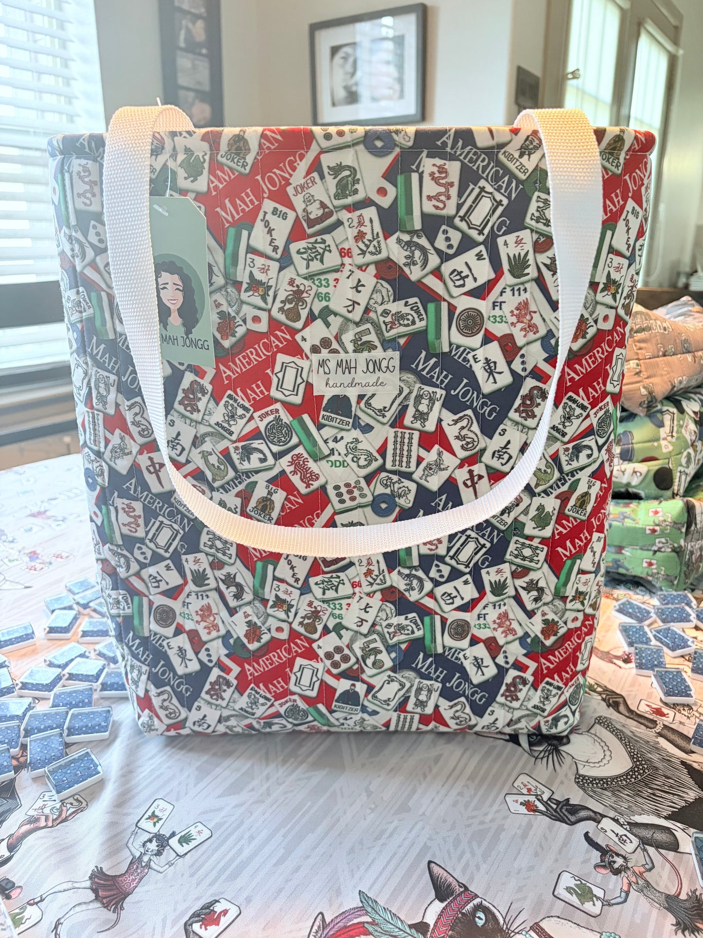 American Mah Jongg Ms Mah Jongg Quilted Mahjong Tote Bag, Large