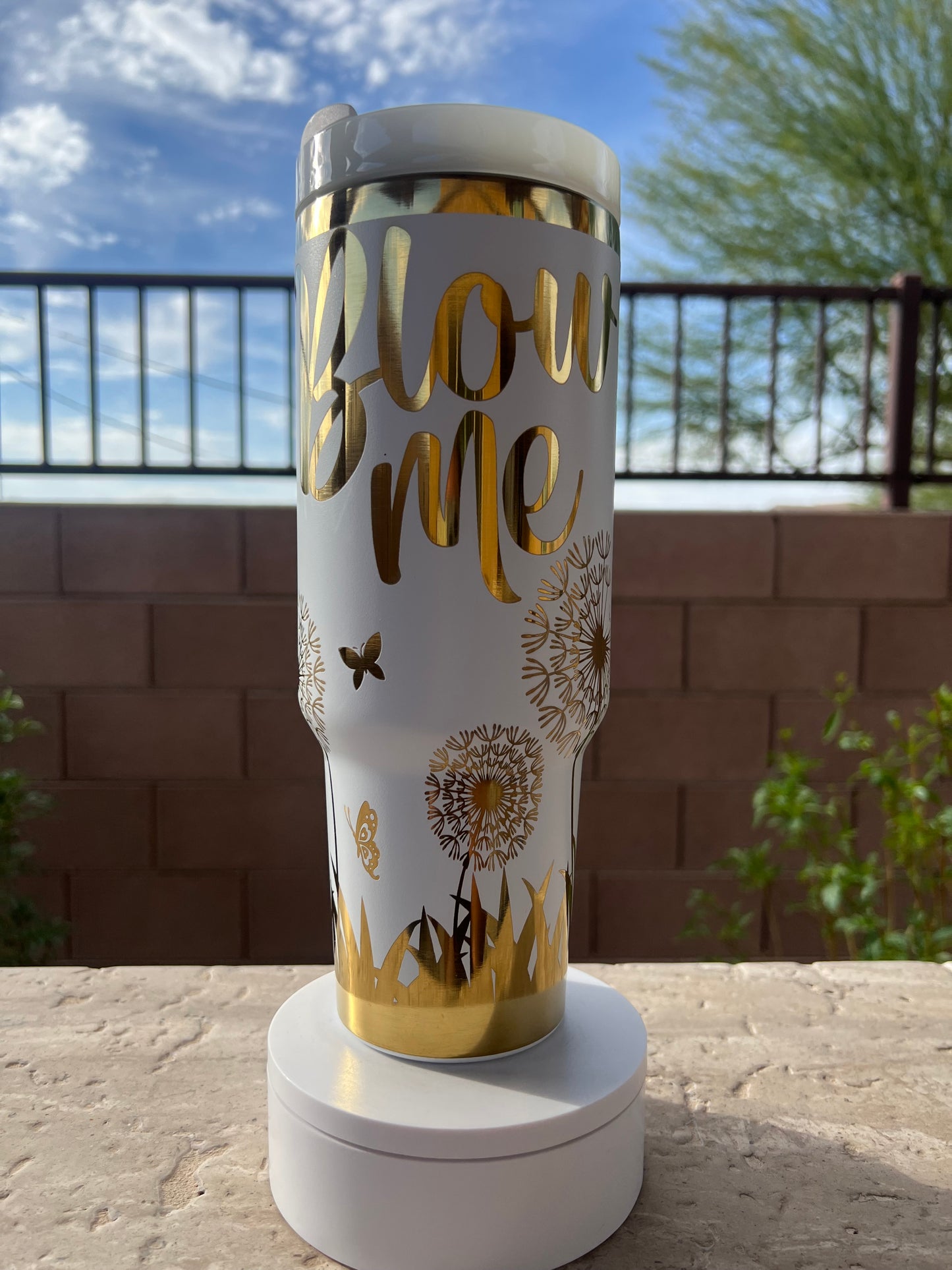BLOW ME TUMBLER WHITE AND GOLD