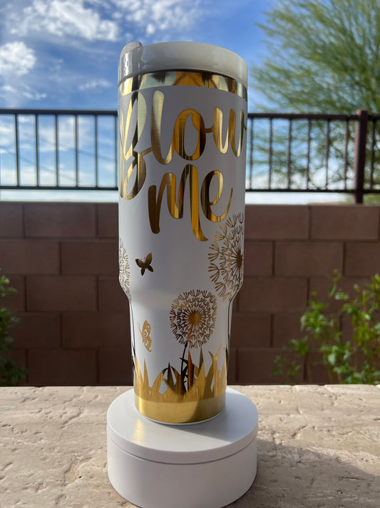 BLOW ME TUMBLER WHITE AND GOLD