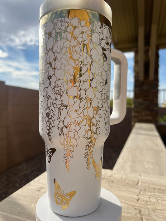 FLORAL BUTTERFLY TUMBLER