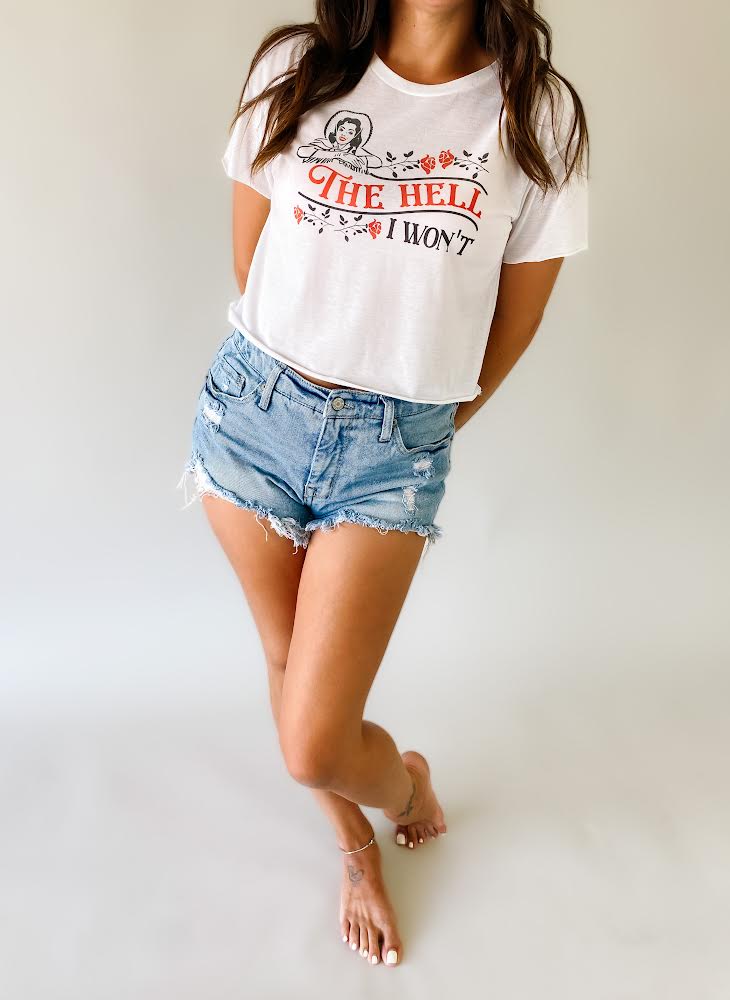 The Hell I Won't Women's Cropped Tee, Medium