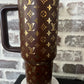 BROWN AND GOLD LV TUMBLER