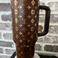 BROWN AND GOLD LV TUMBLER