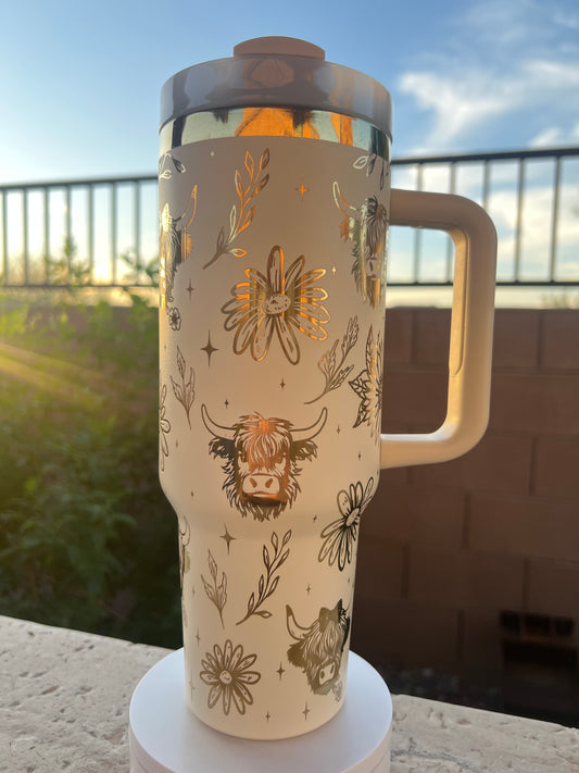 sunflower cow tumbler