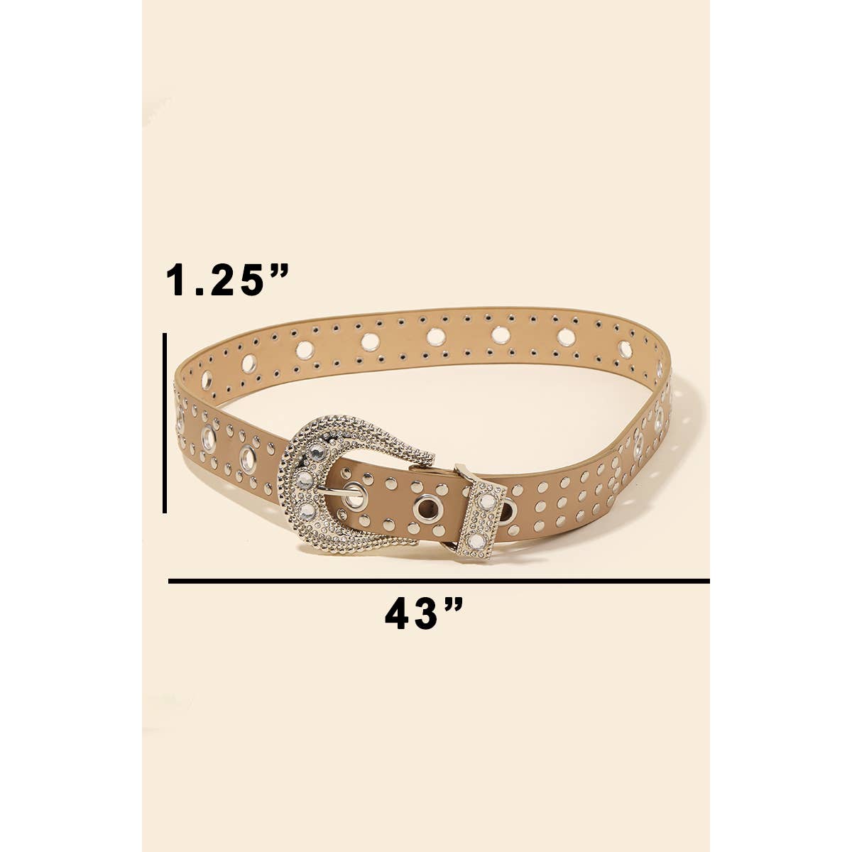 Rhinestone Buckle Grommet Belt