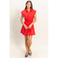 Sleeveless Collared Shirred Mini Dress