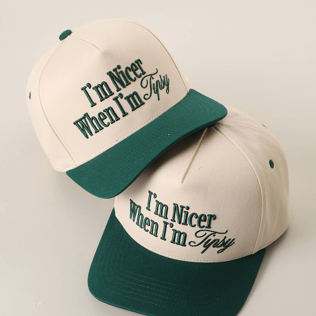 I'm Nicer When I'm Tipsy 3D Embroidered Two-Tone Trucker Hat