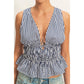 Striped Tie Front Peplum Sleeveless Top