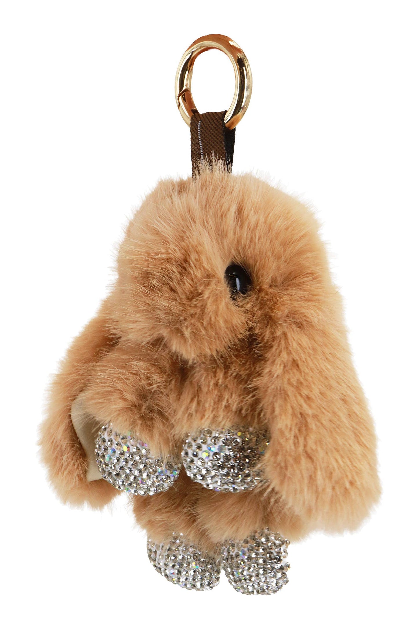 Bling Bunny Rabbit Soft Fur Plush Doll Keychain