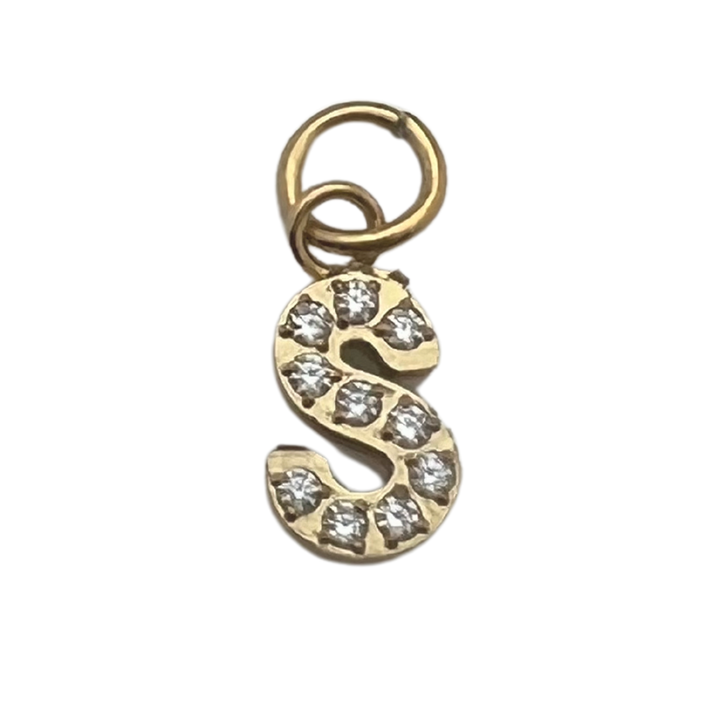 Gold Pavé Set CZ Initial Letter Charms
