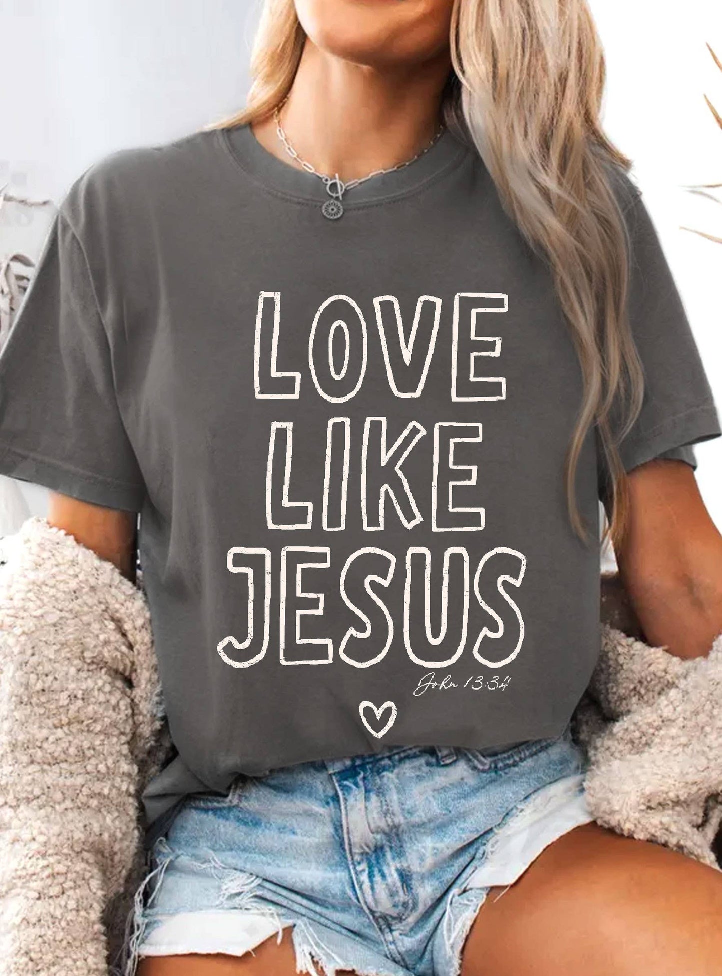 LOVE LIKE JESUS PUFF JOHN 13:34 GRAPHIC TSHIRTS