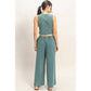 Mineral Washed Sleeveless Top & Wide Leg Pants Set