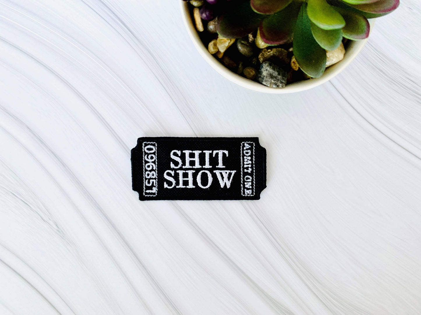 Shitshow ticket embroidered iron-on hat patch