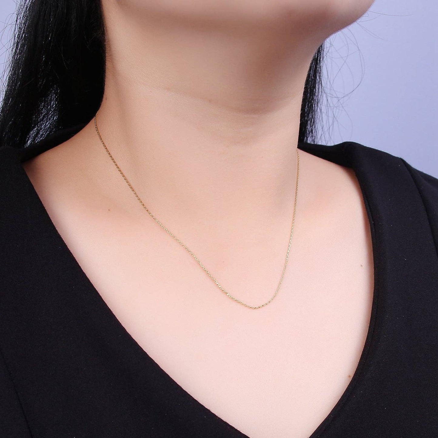 14K Gold Filled 1mm Cable Chain Dainty19 Inch Layering Slide