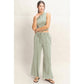 Mineral Washed Sleeveless Top & Wide Leg Pants Set
