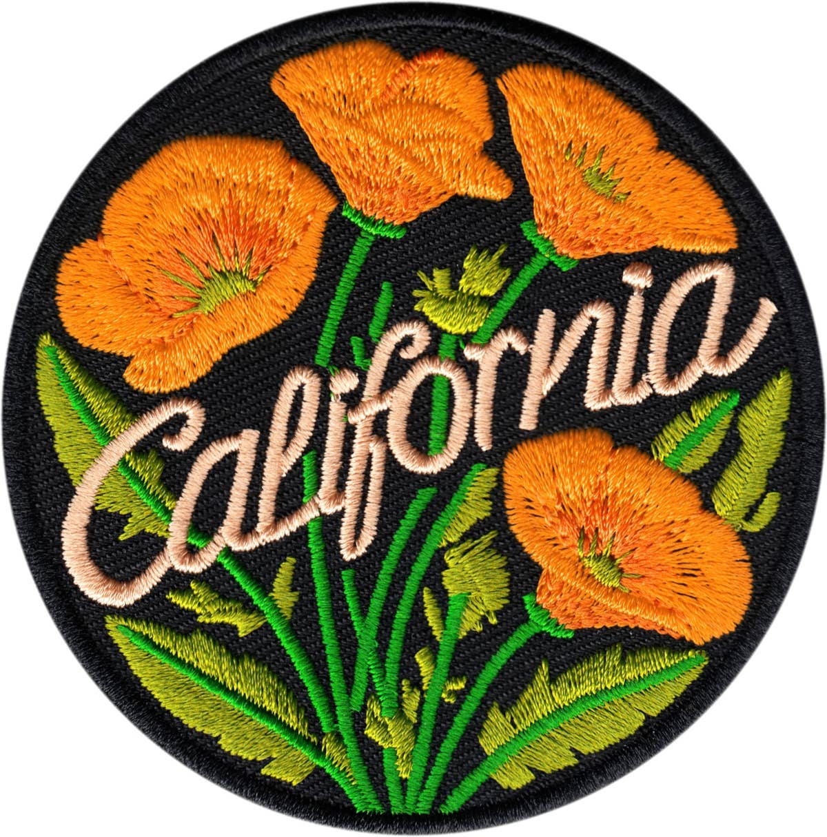 Patch - California - Golden Poppies On Black