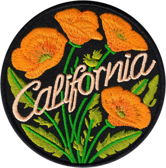 Patch - California - Golden Poppies On Black