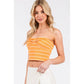 STRIPED BOW SHAPE SWEETHEART CROPPED TUBE TOP