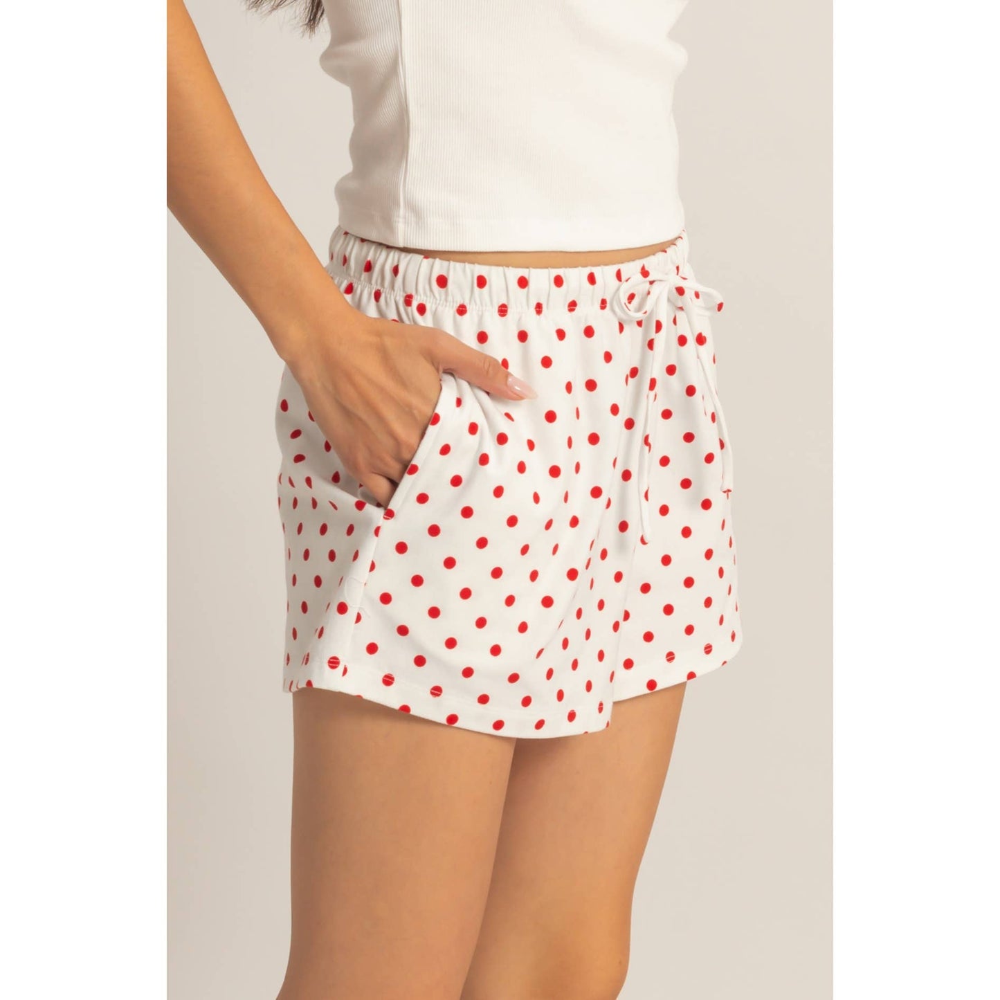Polka Dot Drawstring Shorts