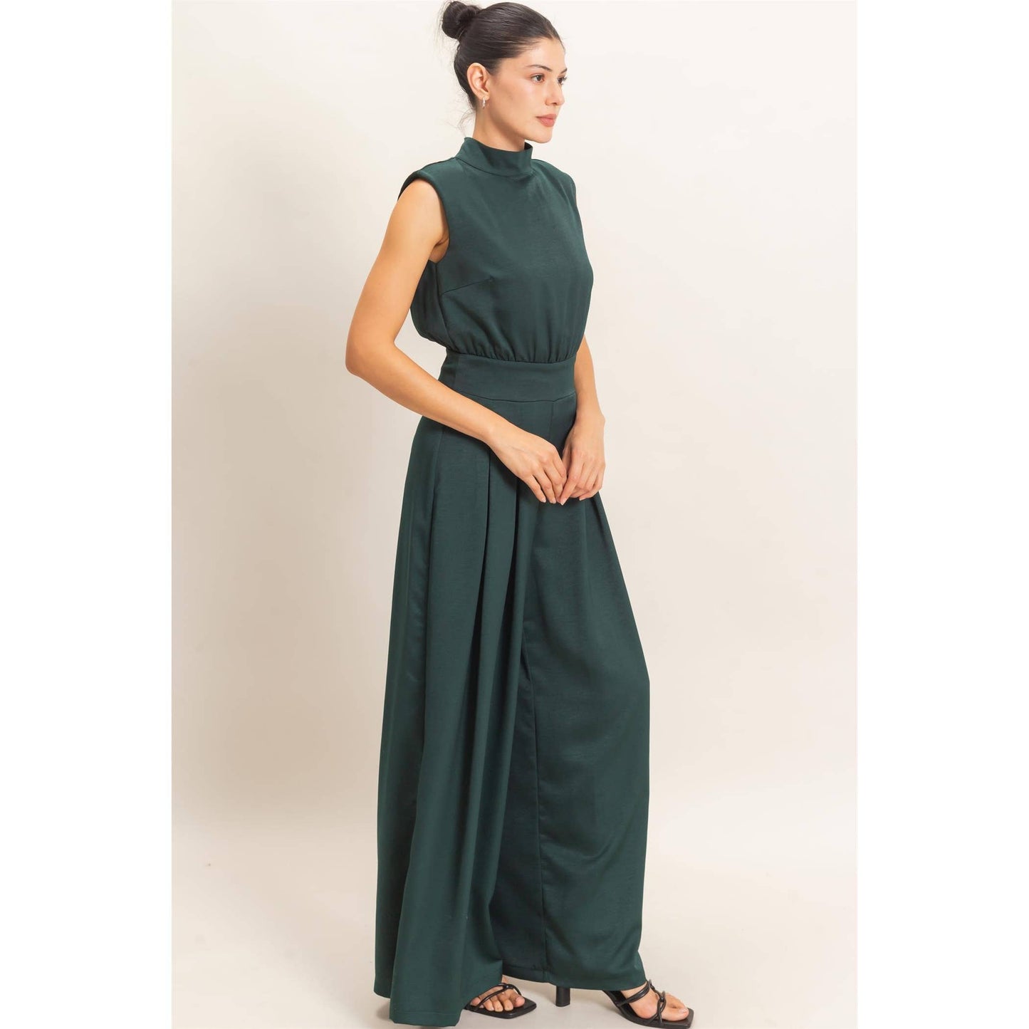 Sleeveless Mock Neck Jumpsuit