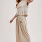 RELAXED KNIT SMOCKED TOP AND WIDE PANTS SET