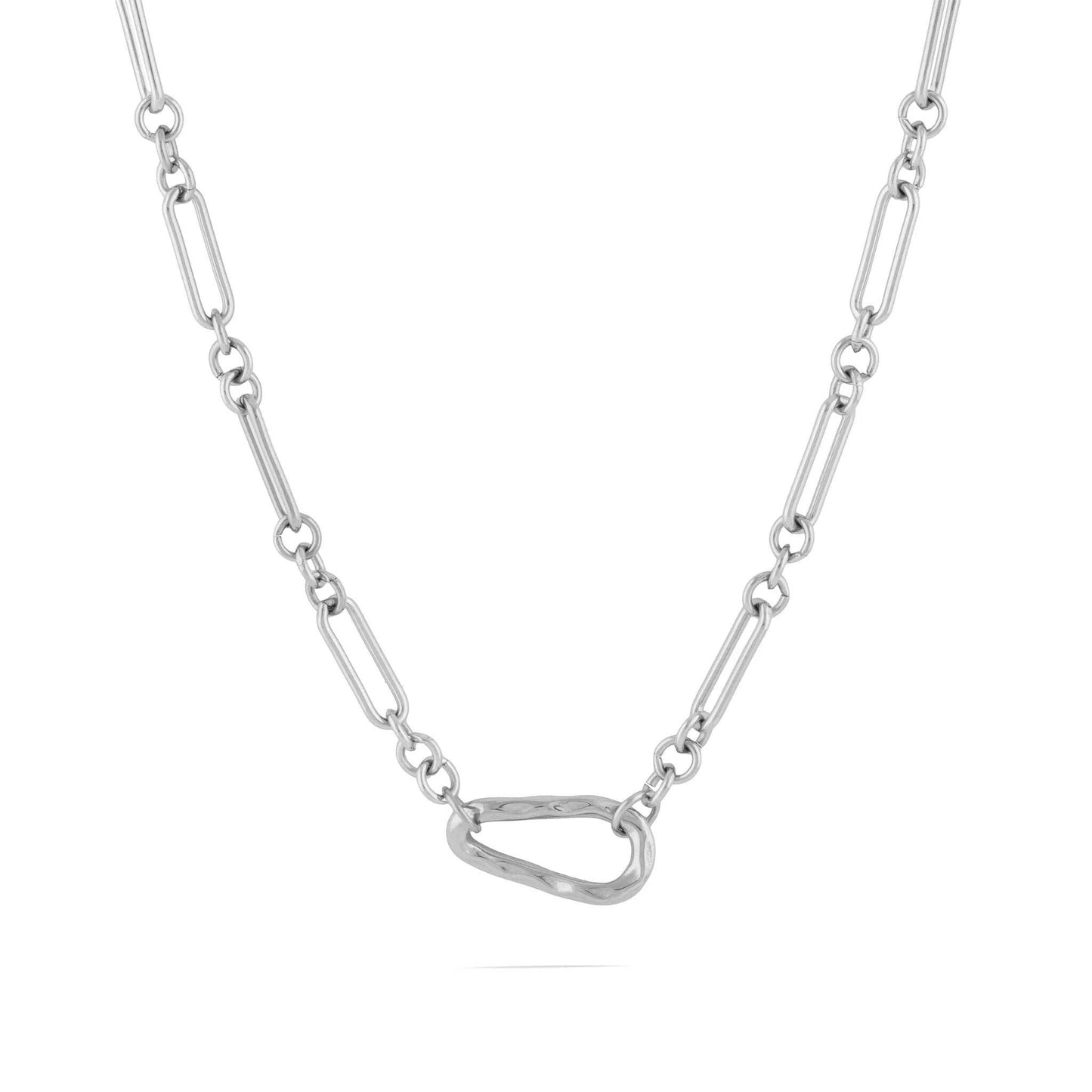 18K Gold Stainless Steel Mixed Link Carabiner Necklace