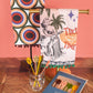 Vintage Tiki Time Luau Bar Towel with Trim