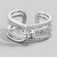 Pave Multi Row Center Knot Adjustable Ring