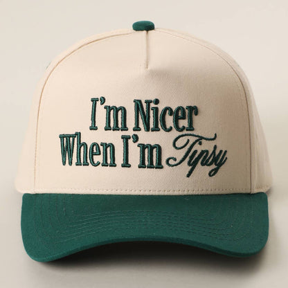 I'm Nicer When I'm Tipsy 3D Embroidered Two-Tone Trucker Hat