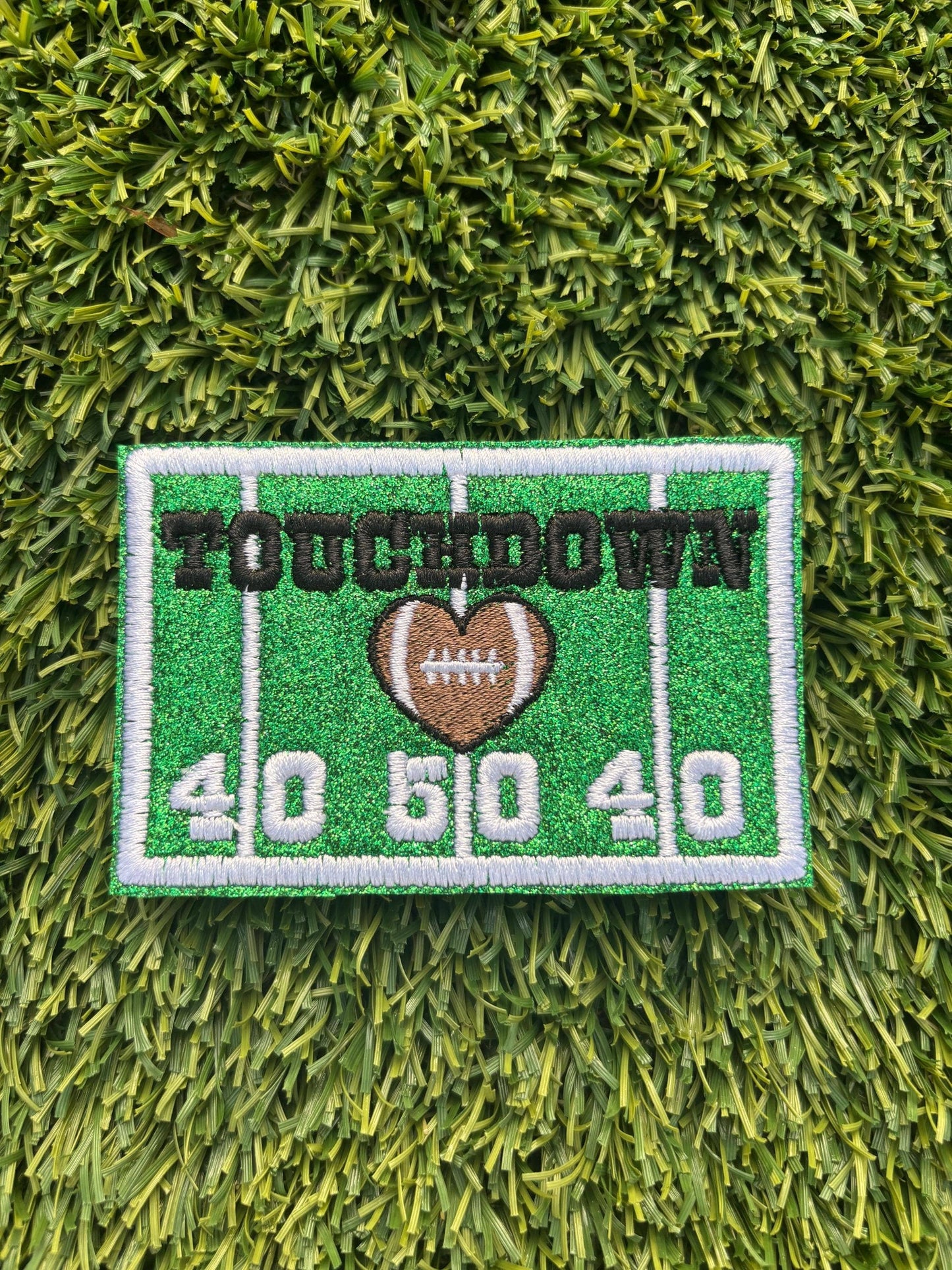 Touchdown Football Field Glitter Iron on Patch #2