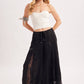 SATIN LACE TRIMMED DRAWSTRING PALAZZO PANTS