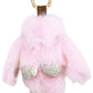 Bling Bunny Rabbit Soft Fur Plush Doll Keychain