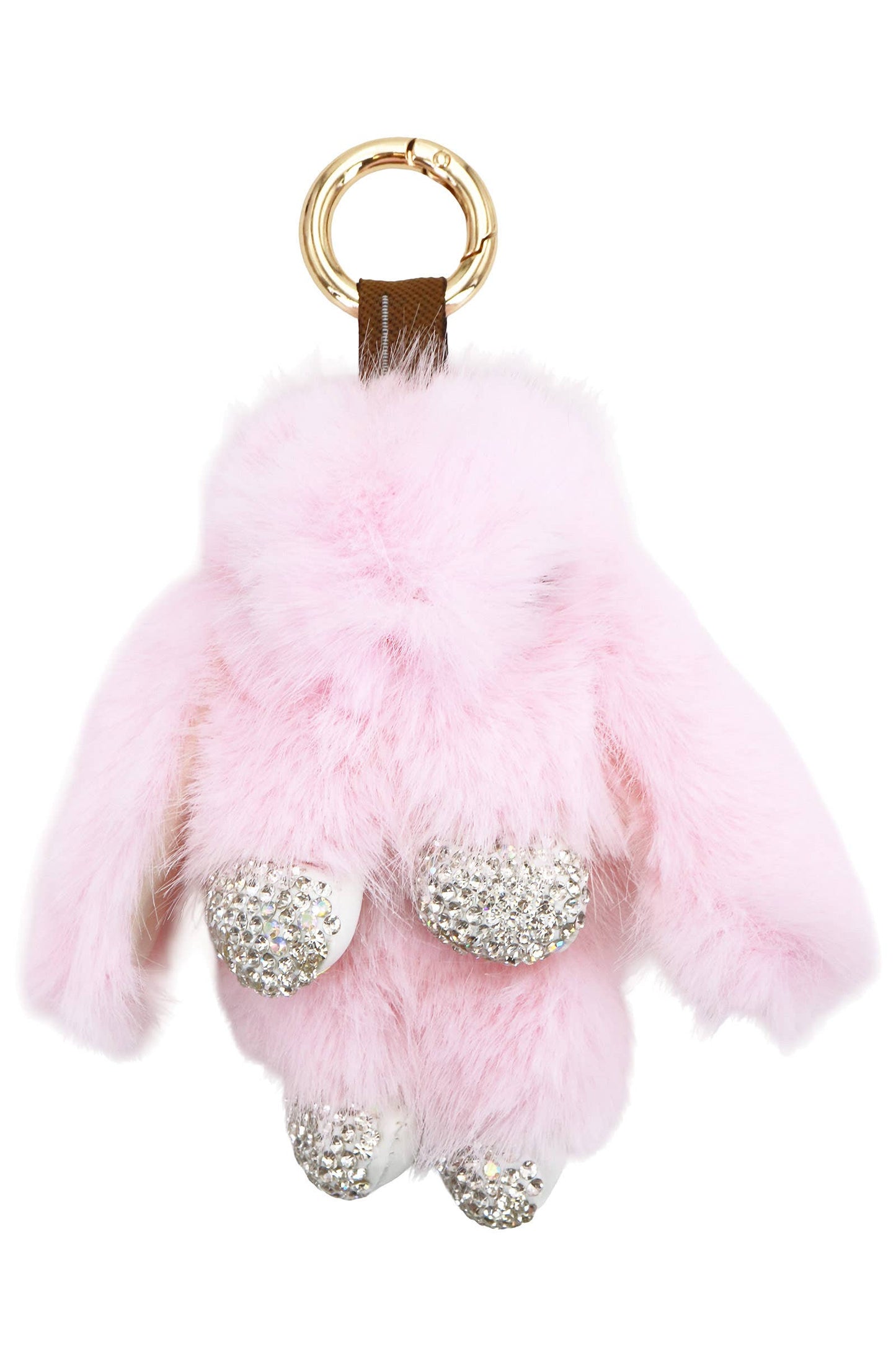 Bling Bunny Rabbit Soft Fur Plush Doll Keychain