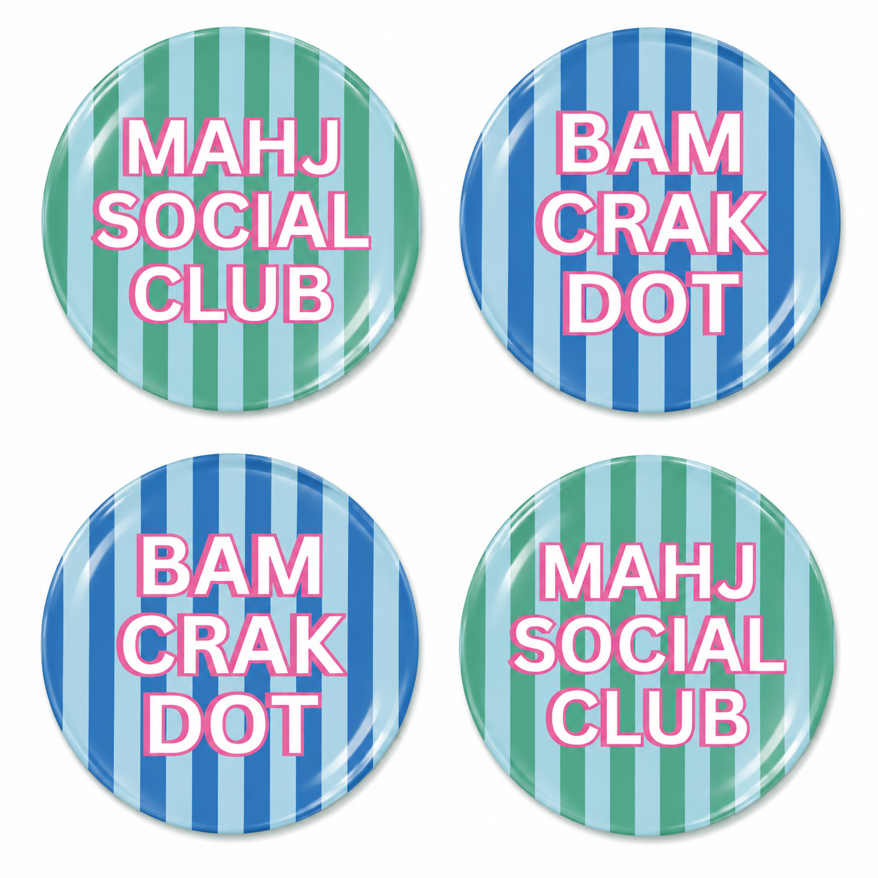 8" Mahjong Social Shatterproof Plates (Set of 4 Plates)