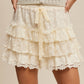 Lace Tiered Shorts with Ruffle Details