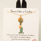 Gold Dipped Enamel Sunrise Cactus Pendant Necklace