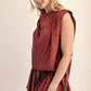 Cowl Neck Pleats Sleeveless Top