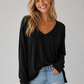 COTTON MODAL SLUB V NK DROP SHOULDER SIDE SLIT TOP FWMT4160