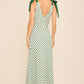 A-line long midi cotton knit dress with stripe