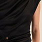 Boat Neck Waist Tie Blouse