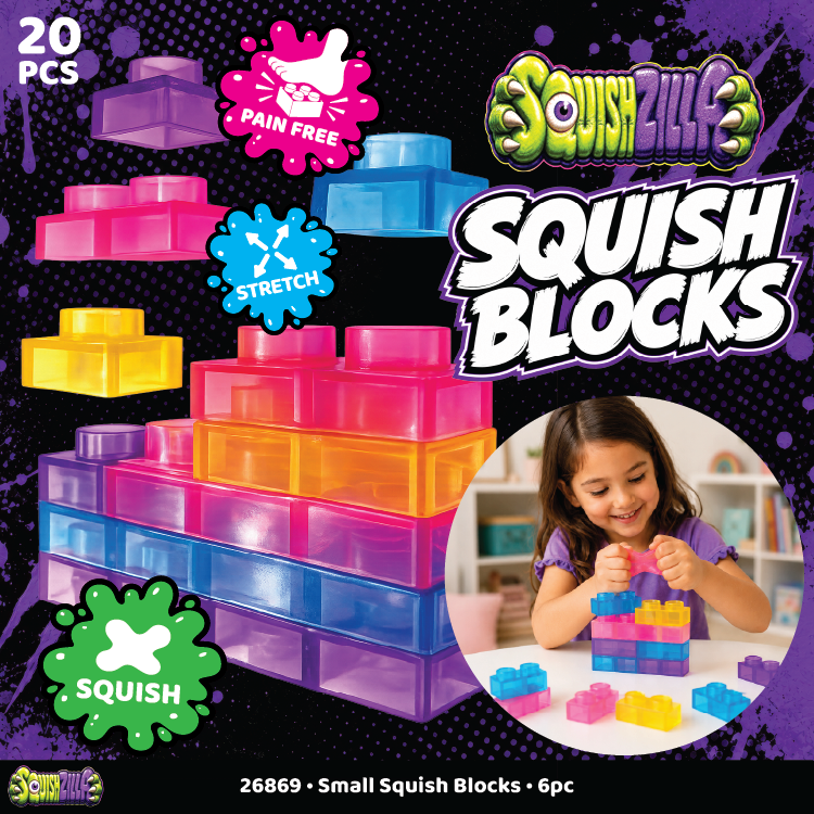 Fun Doh Squish Blocks Building Fidget Sensory Toy- 6/Display