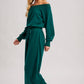 WIDE NECK OFF THE SHOULDER KNIT JUMPSUIT