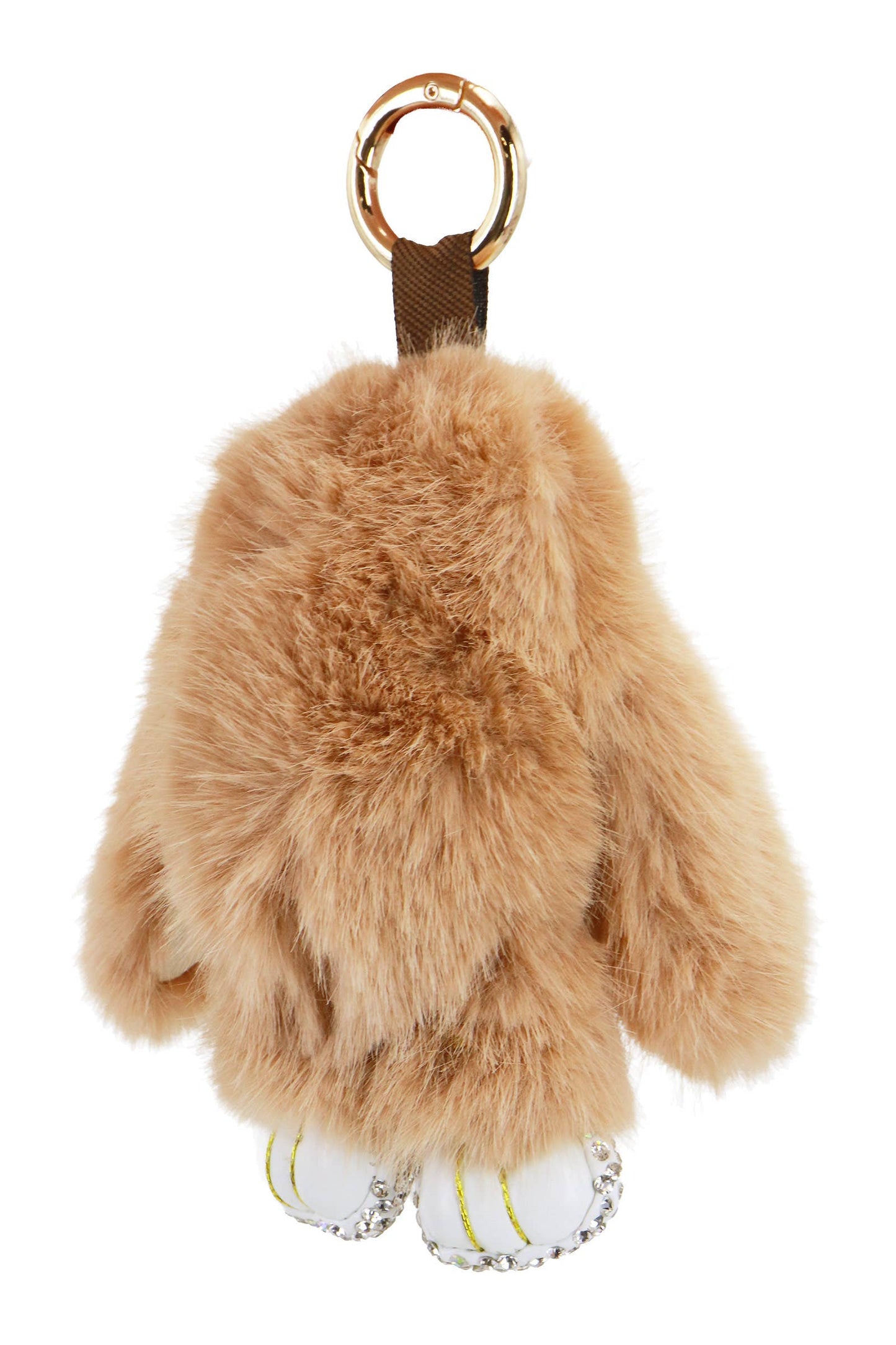 Bling Bunny Rabbit Soft Fur Plush Doll Keychain