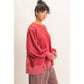 Oversized Raw Edge Crew Neck Sweatshirt