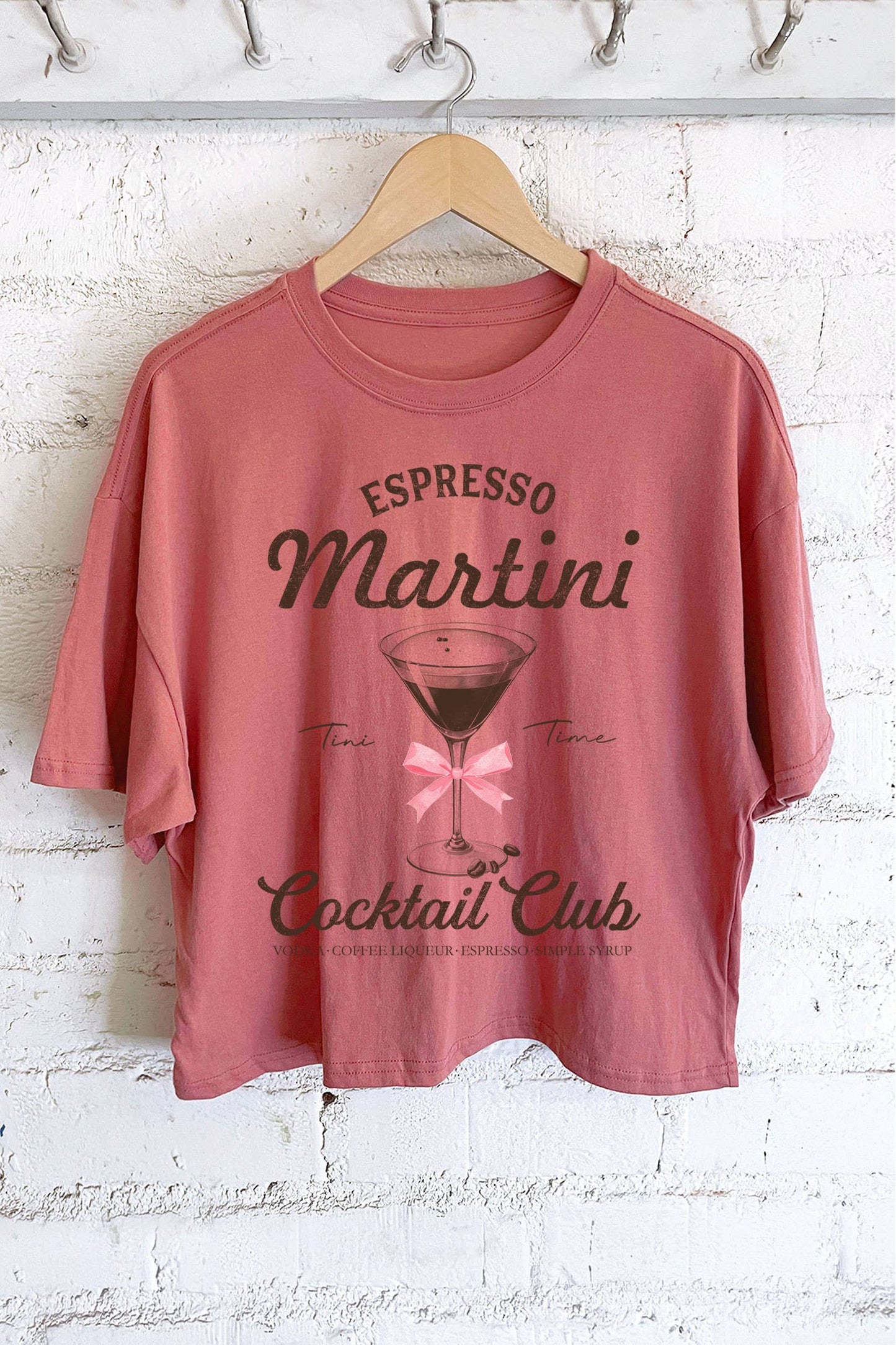 ESPRESSO MARTINI RIBBON GRAPHIC LONG CROP TOP