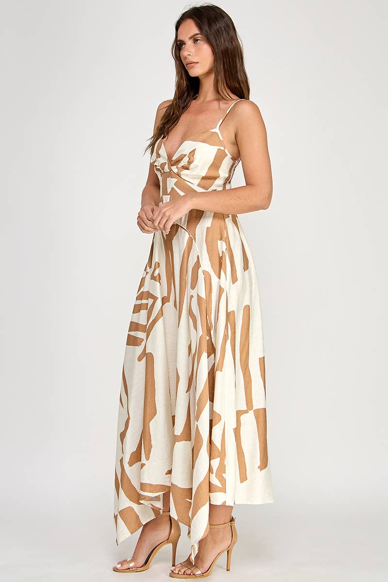 Abstract Print Sleeveless Maxi Dress